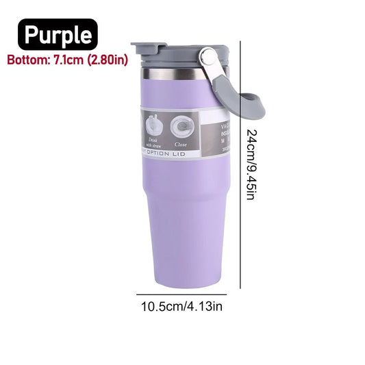 30Oz Vacuum Insulated Cup with Handle Double-Layer Insulated Cup Stainless Steel Sports Water Bottle for Cold Hot Beverages Allinoneshop-24