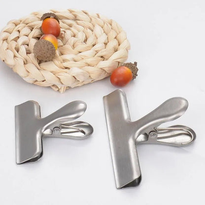 3Pcs Stainless Steel Bag Clipsf for Food Heavy Duty Metal Silver Food Clips Office Paper Clamps Air Tight Seal Snack Clips Allinoneshop-24