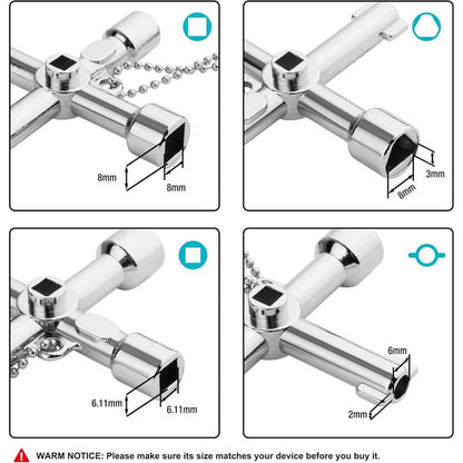 4 Way Sillcock Key with Bit, Multi-Functional Water Key, Cross Key, 1-Pack, for Valve, Faucet, and Spigots Allinoneshop-24