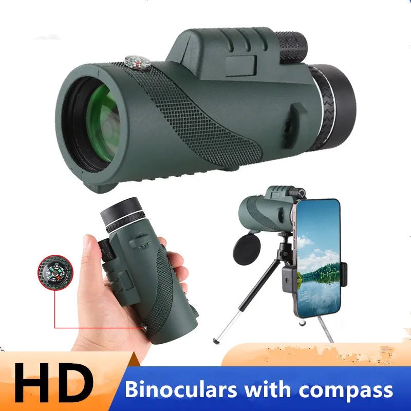 40X60 HD Professional Telescope Compass Monocular Powerful Waterproof Mini Pocket Zoom with Smartphone Hunting Camping Allinoneshop-24
