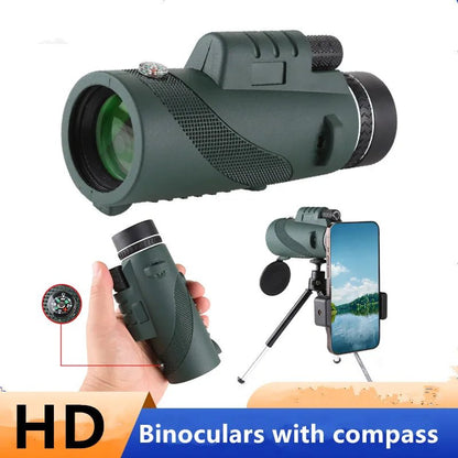 40X60 HD Professional Telescope Compass Monocular Powerful Waterproof Mini Pocket Zoom with Smartphone Hunting Camping Allinoneshop-24