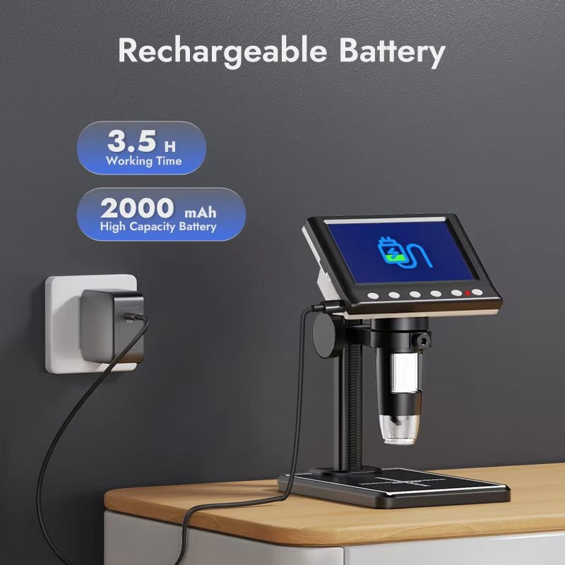 4.3'' Digital Microscope 1600X USB Microscope 1080P Soldering Microscope with 8 Leds Compatible with Windows/Mac OS (DM7) Allinoneshop-24