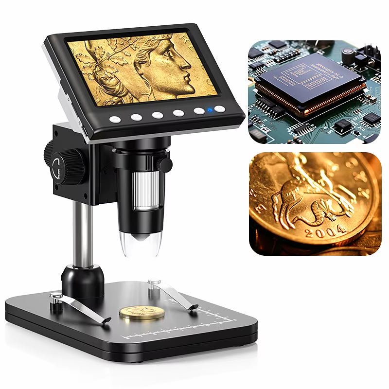 4.3'' Digital Microscope 1600X USB Microscope 1080P Soldering Microscope with 8 Leds Compatible with Windows/Mac OS (DM7) Allinoneshop-24