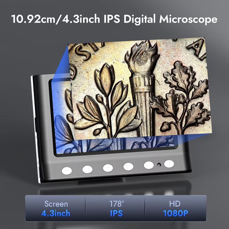 4.3'' Digital Microscope 1600X USB Microscope 1080P Soldering Microscope with 8 Leds Compatible with Windows/Mac OS (DM7) Allinoneshop-24