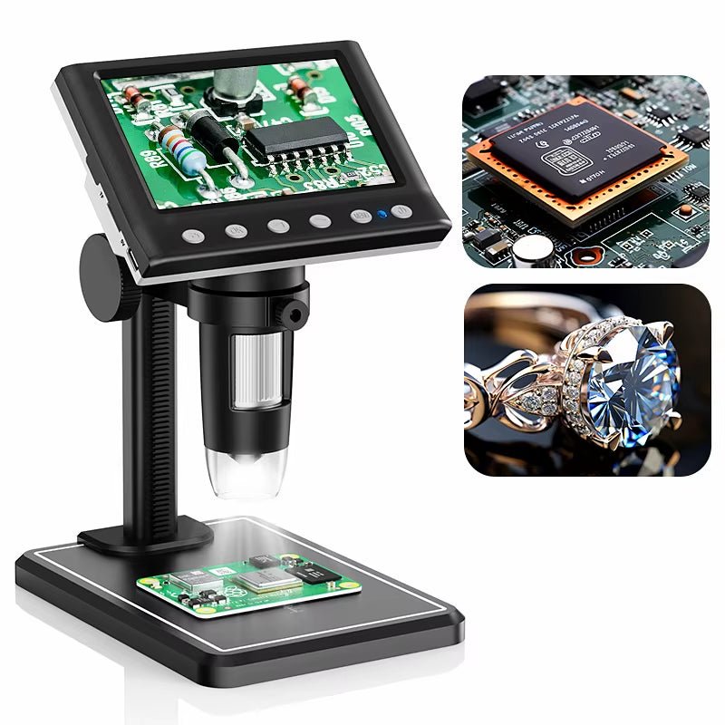 4.3'' Digital Microscope 1600X USB Microscope 1080P Soldering Microscope with 8 Leds Compatible with Windows/Mac OS (DM7) Allinoneshop-24