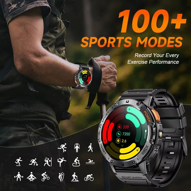 466*466 HD Screen Smart Watch Bluetooth Call Outdoor Sports Men Smartwatch with Flashlight Heart Rate Monitor Remote Camera Allinoneshop-24