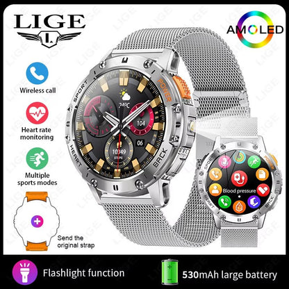 466*466 HD Screen Smart Watch Bluetooth Call Outdoor Sports Men Smartwatch with Flashlight Heart Rate Monitor Remote Camera Allinoneshop-24