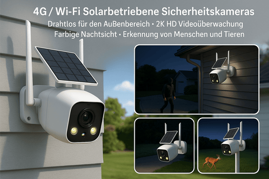 4G /WFII Solar Security Cameras Wireless Outdoor 2K HD Video Surveillance Color Night Vision Human/Animal Detection - Allinoneshop - 247445031750785