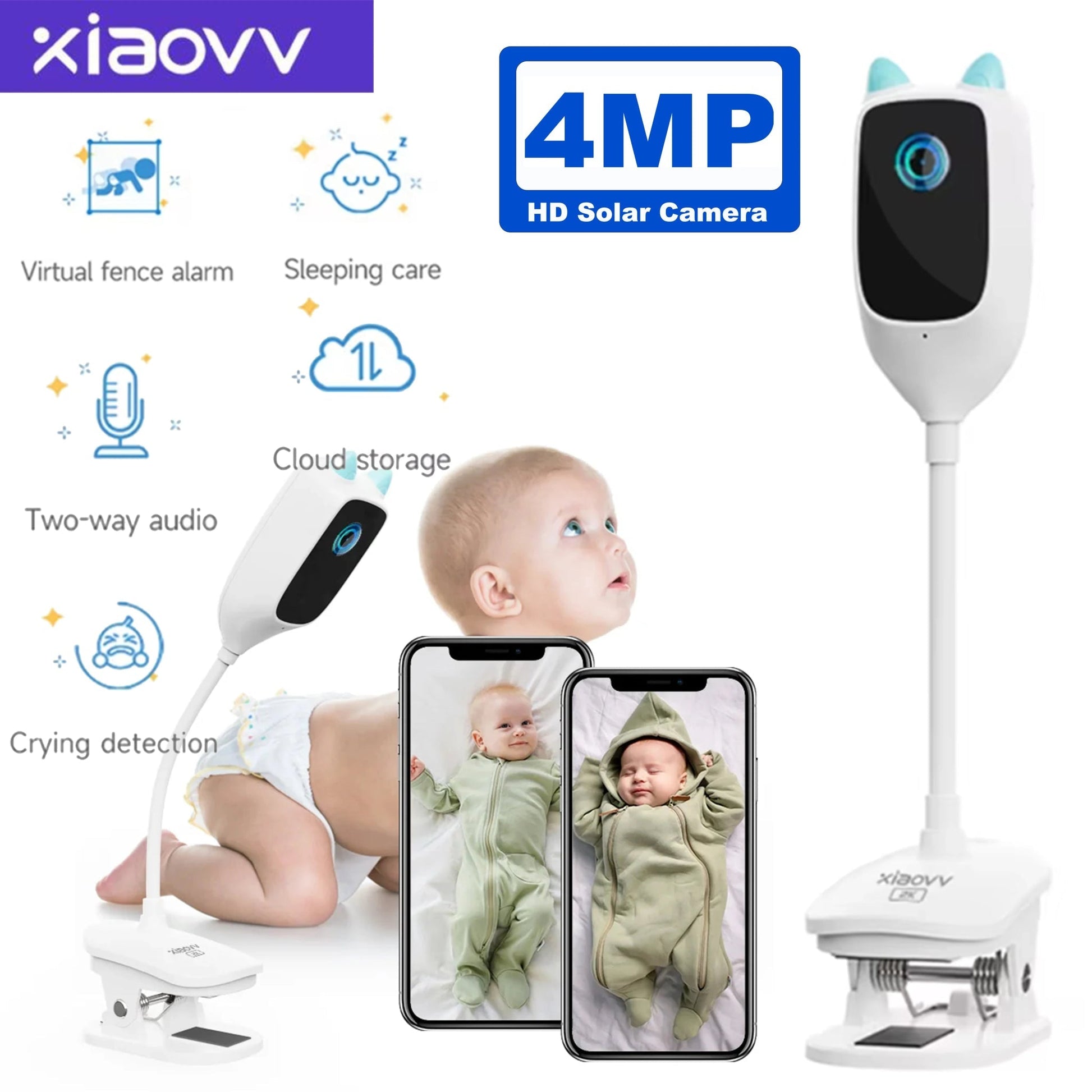 4MP 2K Wifi Indoor High-Definition Crying Detection Baby Monitor Full-Color Night Vision 360 Degree Rotating Network Camera Allinoneshop-24