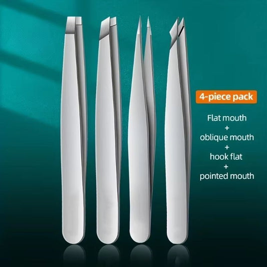 4Pcs Set Professional Tweezers Set Perfect for Eyebrow Hair Removal Splinter Very Effortless and Relaxed to Remove Allinoneshop-24