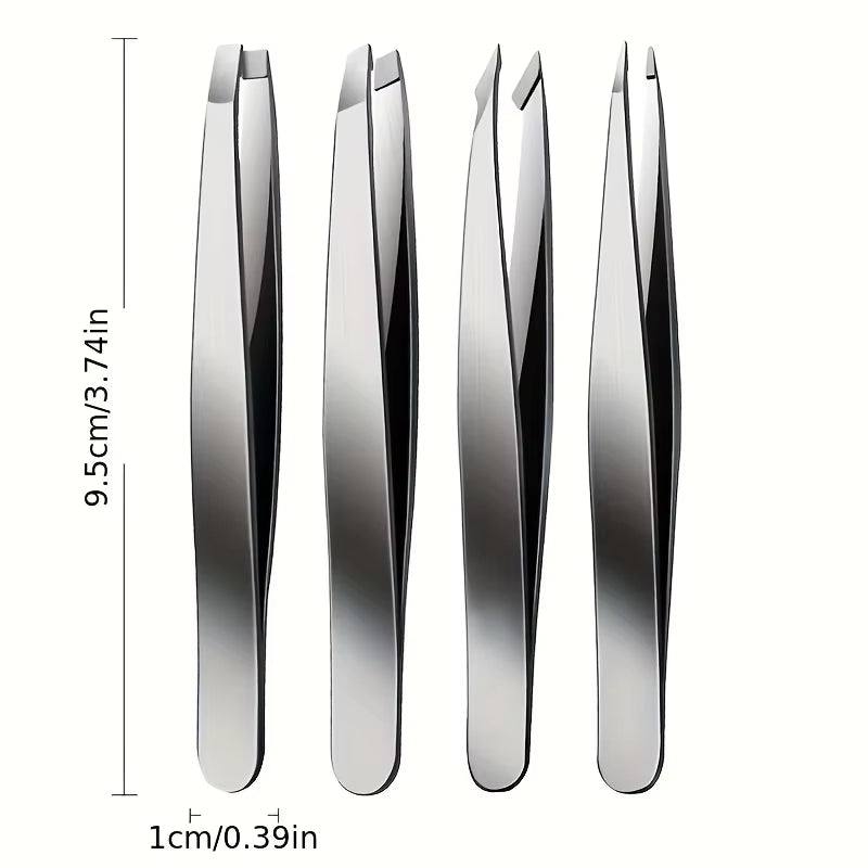 4Pcs Set Professional Tweezers Set Perfect for Eyebrow Hair Removal Splinter Very Effortless and Relaxed to Remove Allinoneshop-24