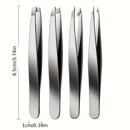 4Pcs Set Professional Tweezers Set Perfect for Eyebrow Hair Removal Splinter Very Effortless and Relaxed to Remove Allinoneshop-24