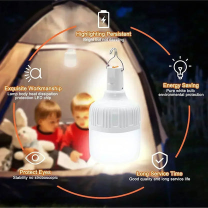 60W Emergency Light Outdoor Camping Supplies Edc Outdoor USB Rechargeable LED Light Bulb Lantern Hiking Sports Entertainment Allinoneshop-24
