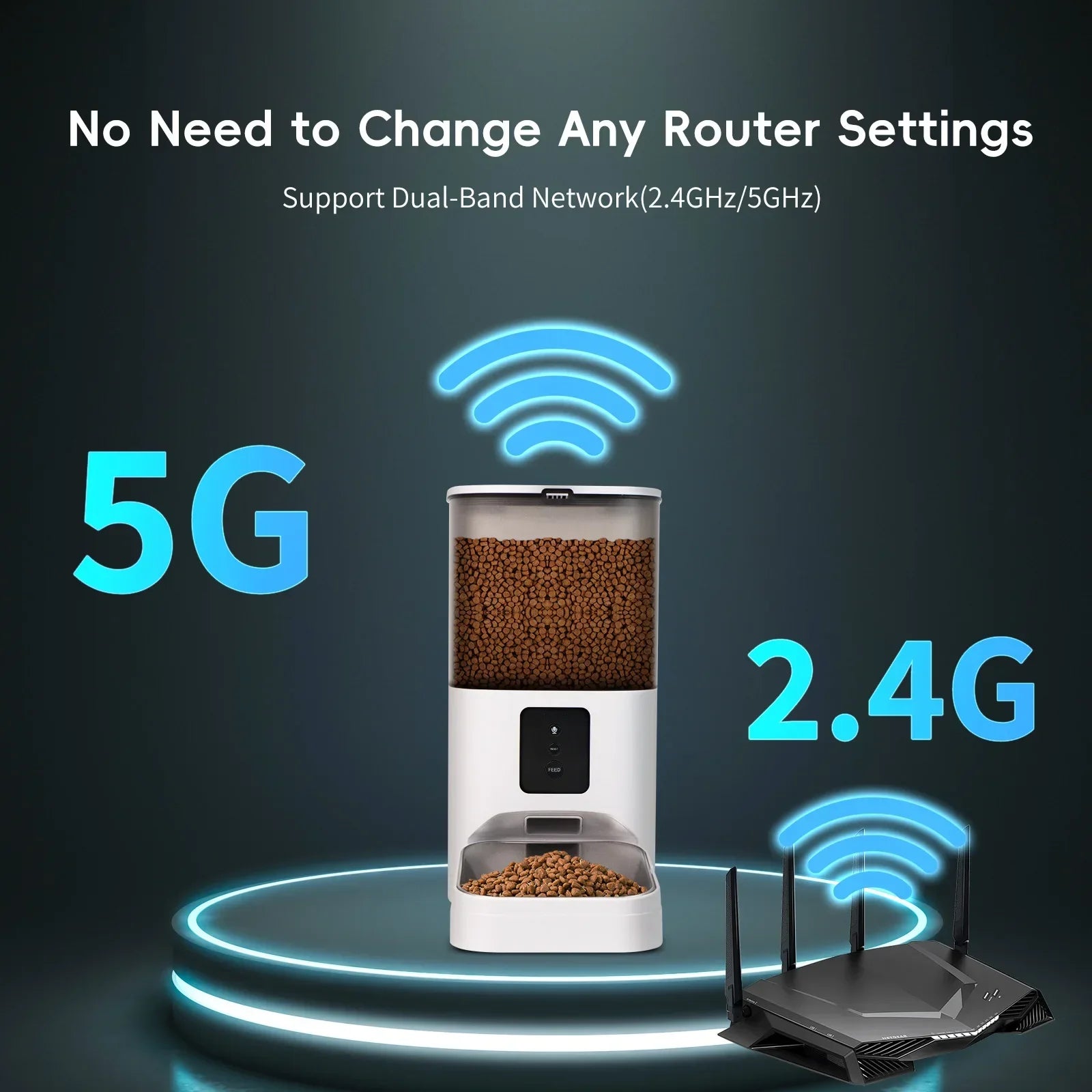 6L Capacity Intelligent Smart Pet Feeder Automatic Wifi APP Control Detachable Clean Voice Recording Pets Feeder Allinoneshop-24