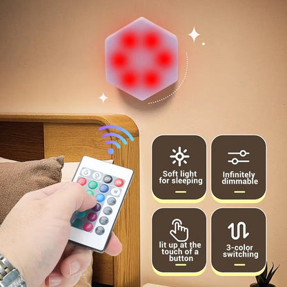 6Pcs Touch Control Hexagonal LED Wall Light,Honeycomb Lights, Touch Sensitive Wall Lights, Night Lights, Honeycomb Lights Allinoneshop-24