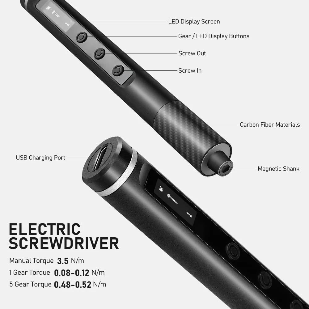 71 in 1 Precision Electric Screwdriver Set Cordless with 48 Magnetic Bits Phillips Led5Torque 0.52N Tweezers PC Phone Repair Kit Allinoneshop-24