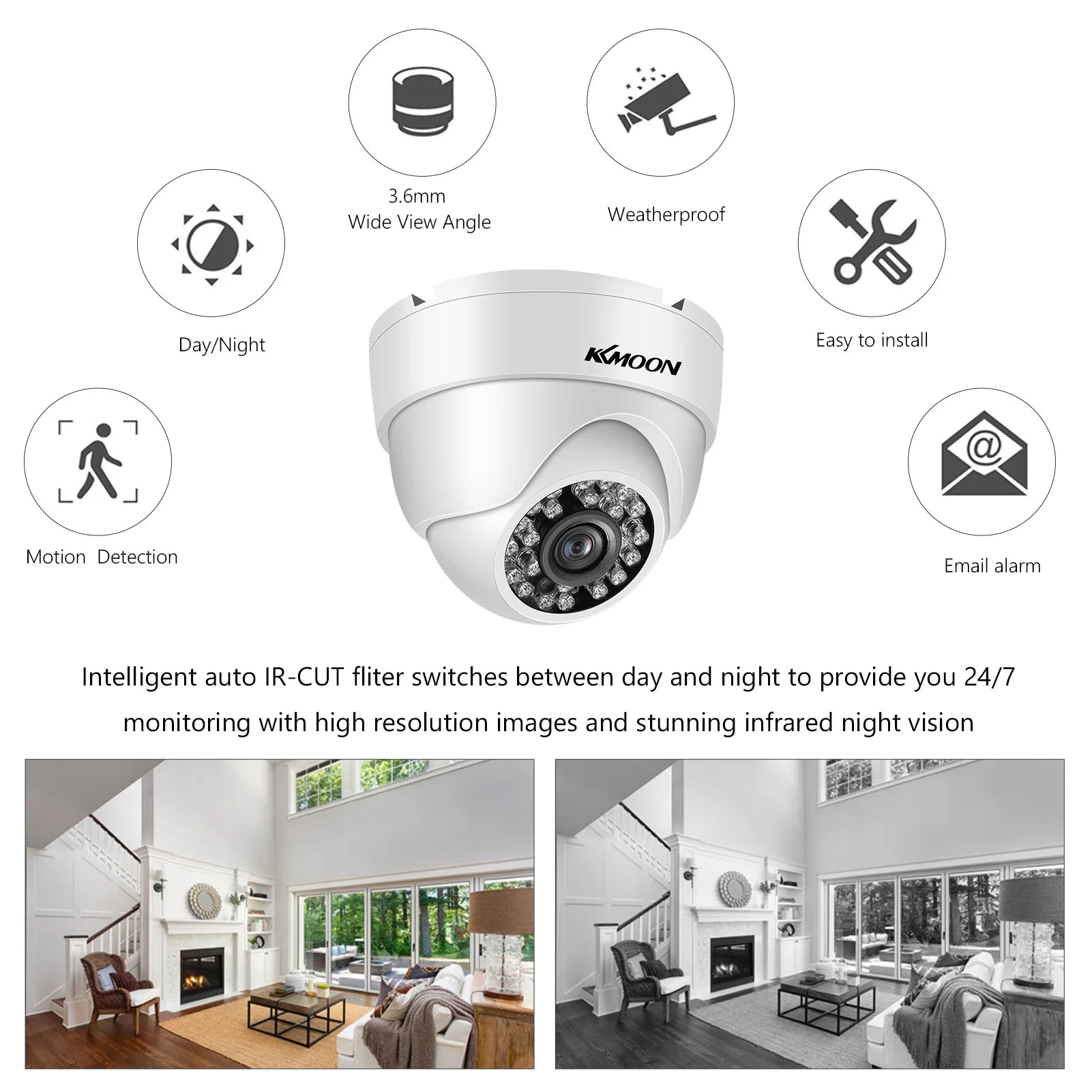 720P Analog Security Camera Surveillance CCTV Camera Outdoor Weatherproof,Infrared Night Vision,Motion Detection for Analog DVR Allinoneshop-24