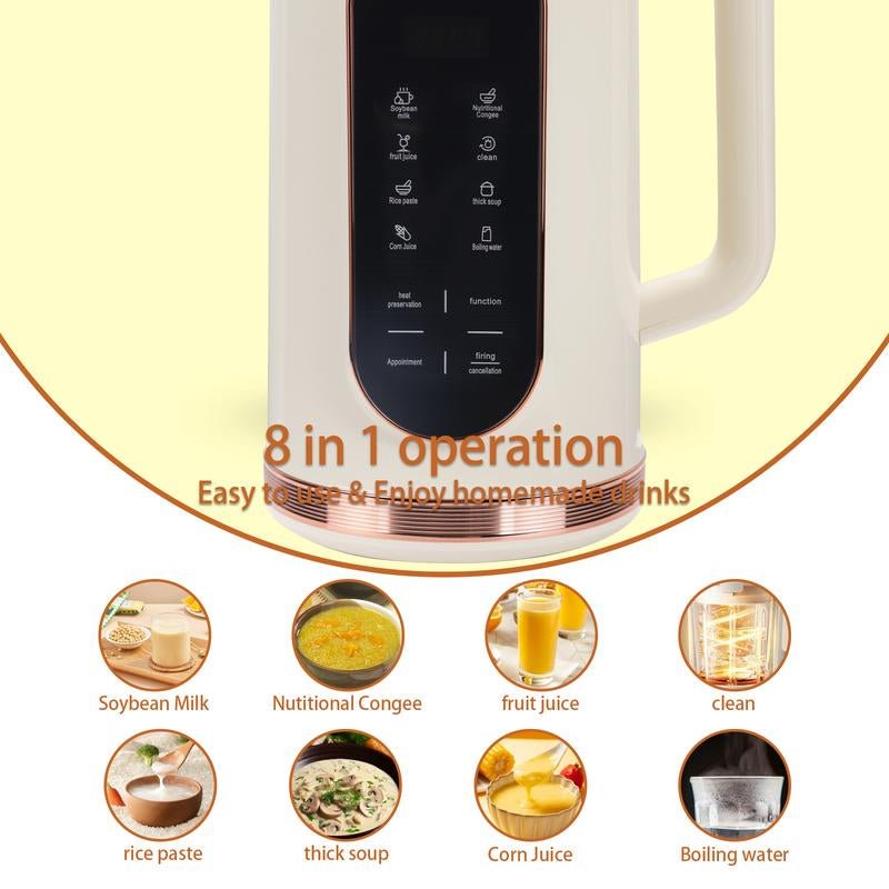 8 in 1 Nut Milk Maker, 40.6Oz/1200Ml Automatic Soy Milk Maker Machine Homemade Oat, Plant Based Milk, Juice, Baby Allinoneshop-24