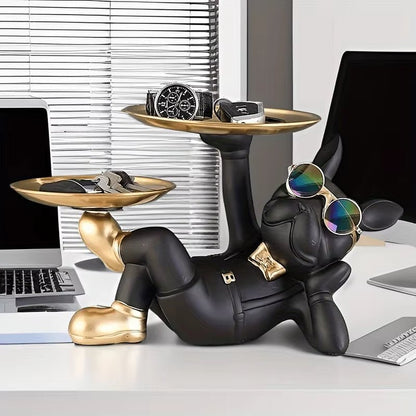 A Small Bulldog Statue Tray, Perfect for Holding Keys, Wallets, Jewelry, Phones, and Other Small Accessories Well as Small Items Allinoneshop-24