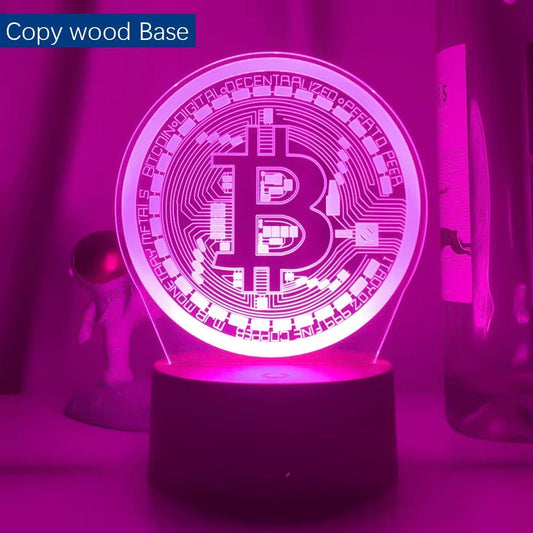 Acrylic Led Night Light Bitcoin for Room Decorative Nightlight Touch Sensor 7 Color Changing Battery Powered Table Night Lamp 3D Allinoneshop-24