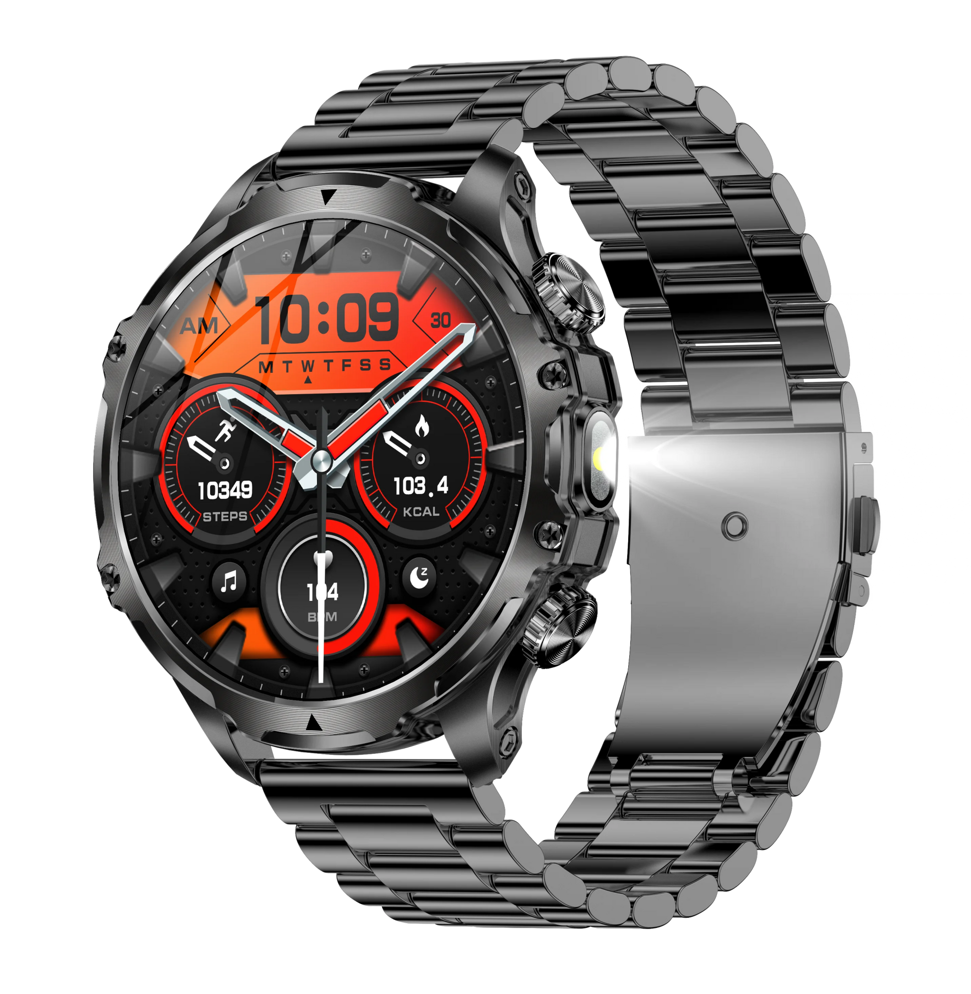 AK75 Smart Watch Flashlight 1.9Inch Men Outdoors Sports Fitness Tracker 700Mah Large Battery BT Calling LED Light Smartwatch Allinoneshop-24