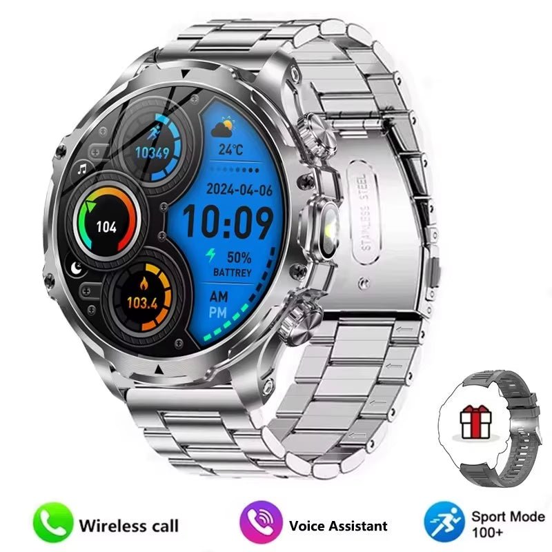 AK75 Smart Watch Flashlight 1.9Inch Men Outdoors Sports Fitness Tracker 700Mah Large Battery BT Calling LED Light Smartwatch Allinoneshop-24