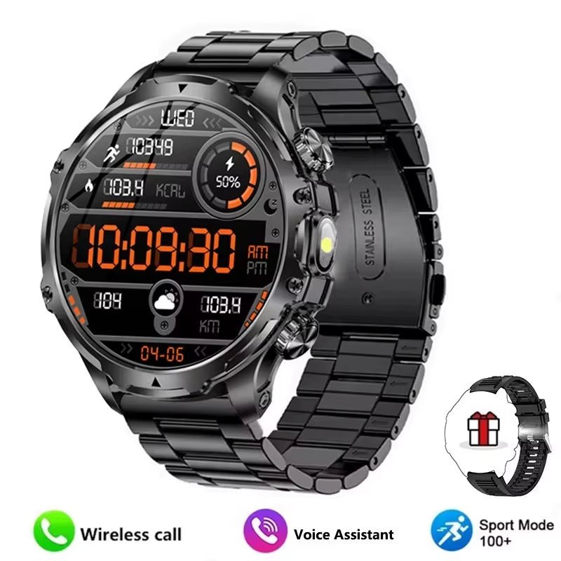 AK75 Smart Watch Flashlight 1.9Inch Men Outdoors Sports Fitness Tracker 700Mah Large Battery BT Calling LED Light Smartwatch Allinoneshop-24