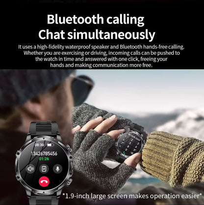 AK75 Smart Watch Flashlight 1.9Inch Men Outdoors Sports Fitness Tracker 700Mah Large Battery BT Calling LED Light Smartwatch Allinoneshop-24