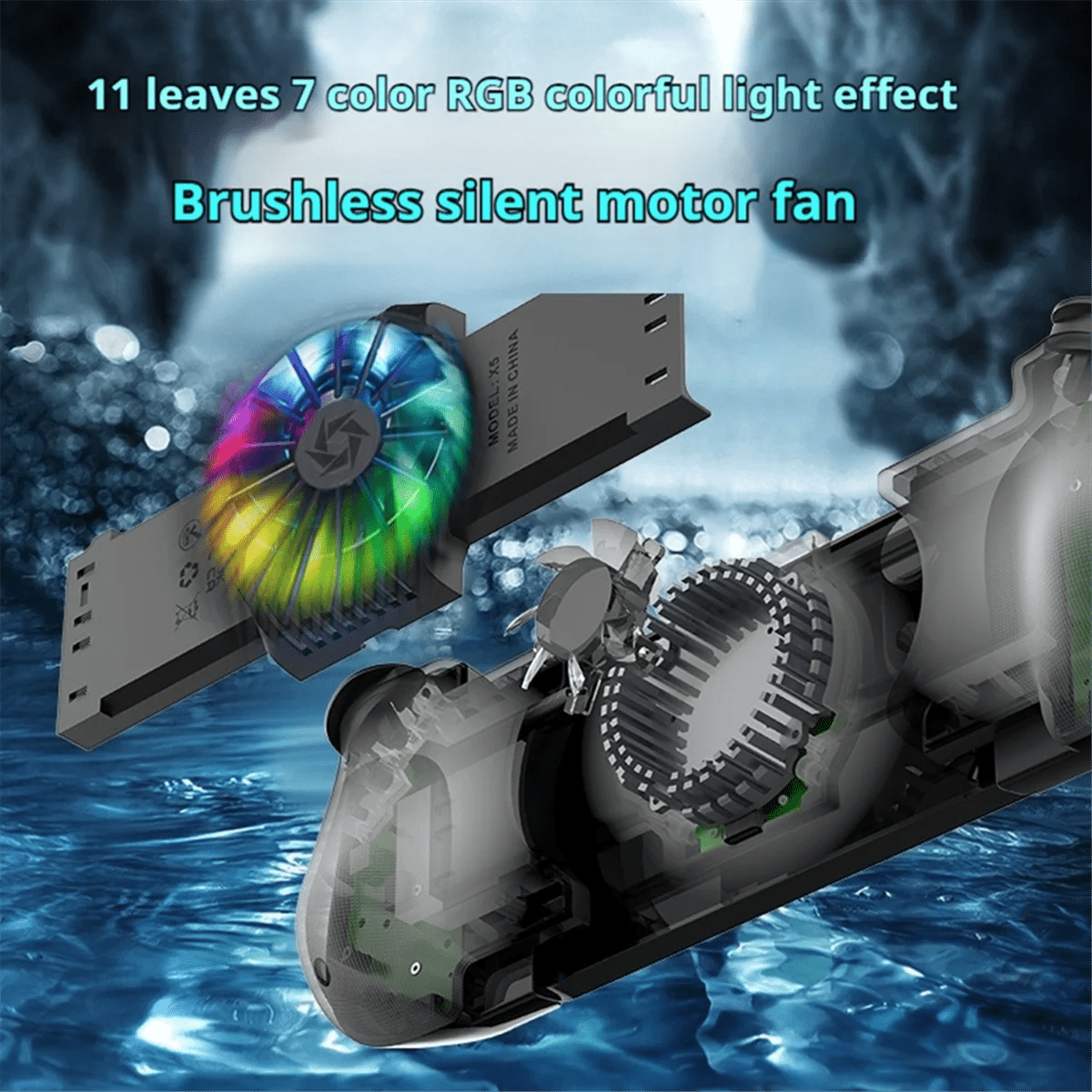 AM-X5mini Wireless Mobile Phone Gaming Controller with Cooling Fan Bluetooth Stretchable Gamepad for Android/iOS/Steam/PC C Allinoneshop-24