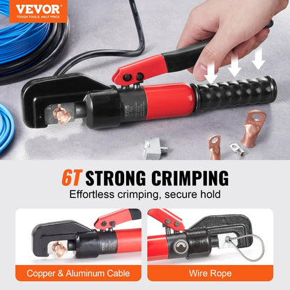 AWG12-2/0 Crimping Tool Copper and Aluminum Terminal Battery Lug Hydraulic Crimper,With a Cutting Pliers, Gloves Allinoneshop-24