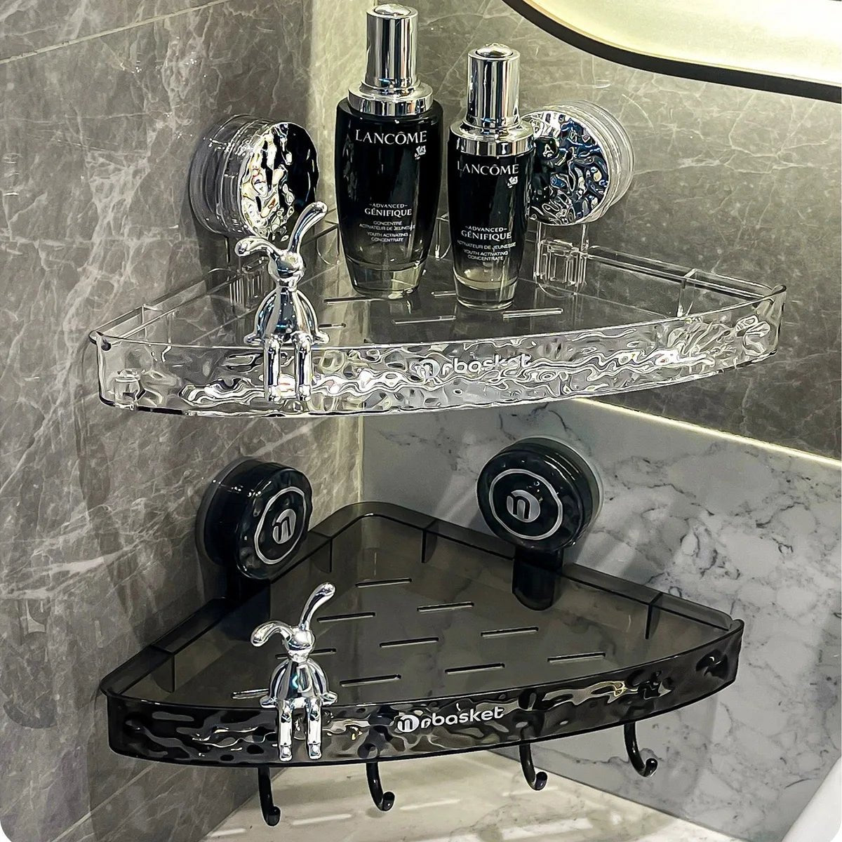 Bathroom Shelf Wall Mount Corner Shower Shelf Suction Cup Shampoo Storage Holder Shower Caddy No Drilling Bathroom Organizer Allinoneshop-24