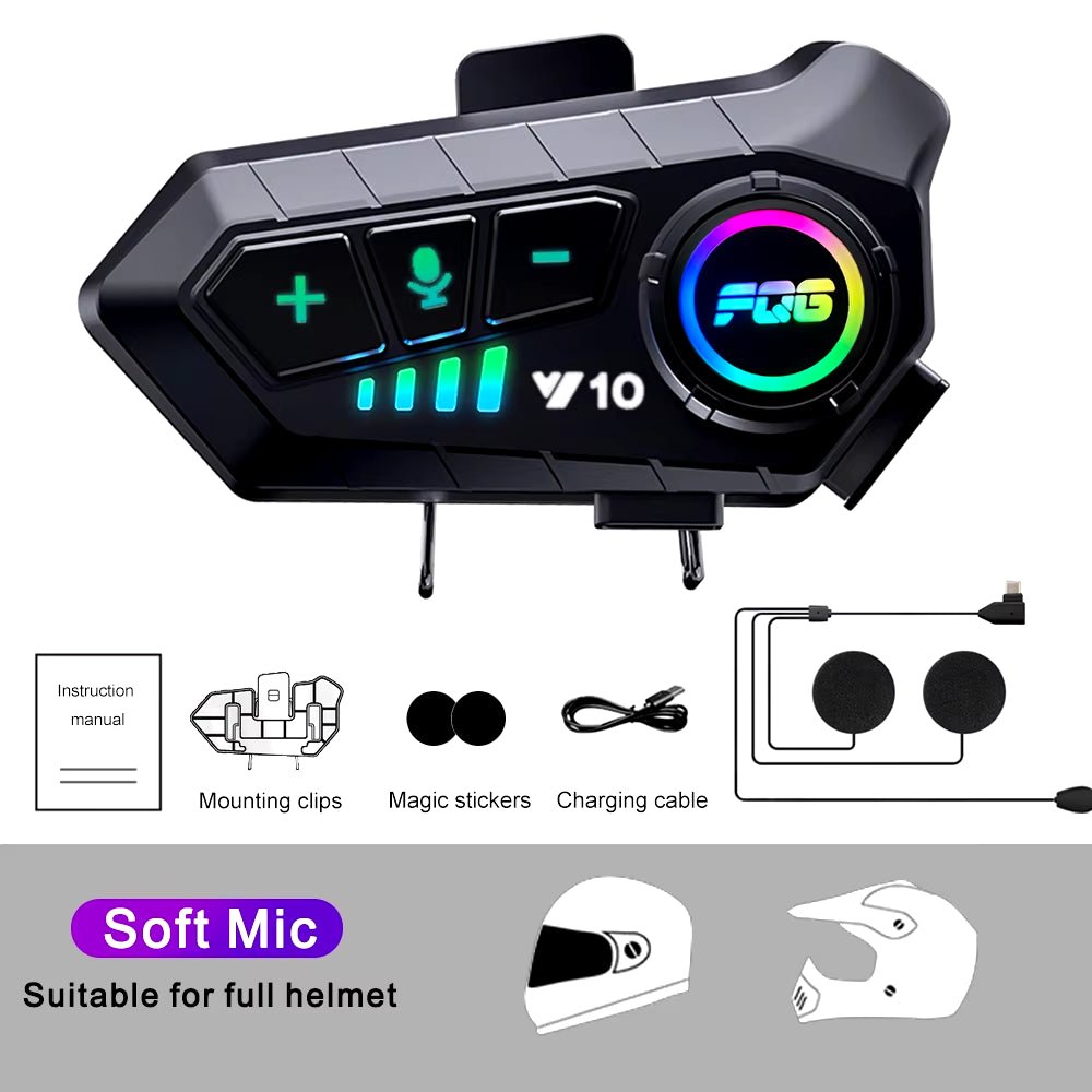 Bluetooth 5.3 Helmet Headset Wireless Hands-Free Call Phone Kit Motorcycle Waterproof Earphone MP3 Music Player Speaker for Moto Allinoneshop-24