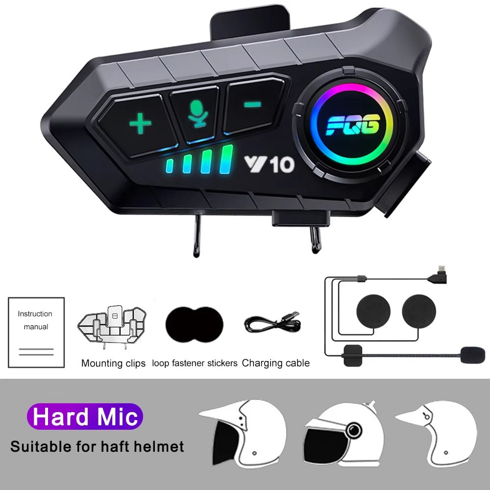 Bluetooth 5.3 Helmet Headset Wireless Hands-Free Call Phone Kit Motorcycle Waterproof Earphone MP3 Music Player Speaker for Moto Allinoneshop-24