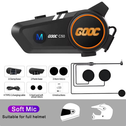 Bluetooth 5.3 Helmet Headset Wireless Hands-Free Call Phone Kit Motorcycle Waterproof Earphone MP3 Music Player Speaker for Moto Allinoneshop-24