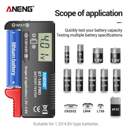 BT-168 PRO Digital Lithium Battery Capacity Tester Checkered Load Analyzer Display Check AAA AA Button Cell Universal Test Allinoneshop-24