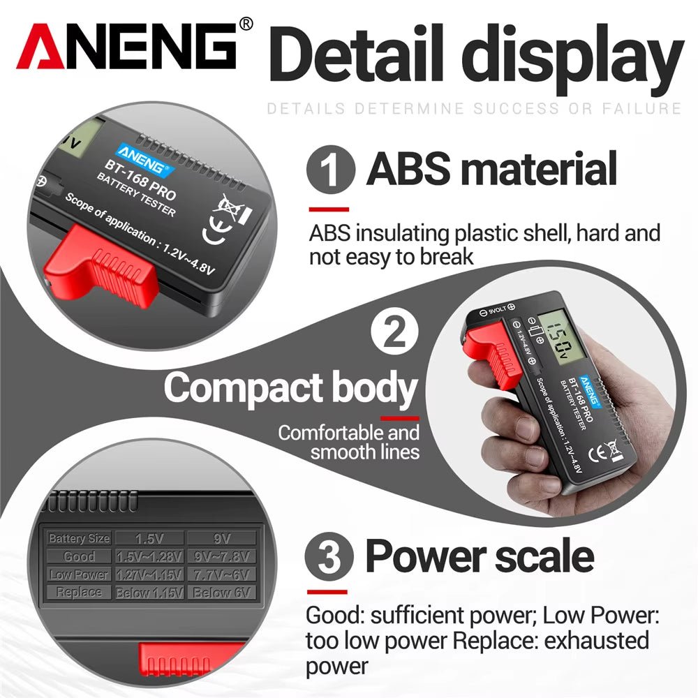 BT-168 PRO Digital Lithium Battery Capacity Tester Checkered Load Analyzer Display Check AAA AA Button Cell Universal Test Allinoneshop-24