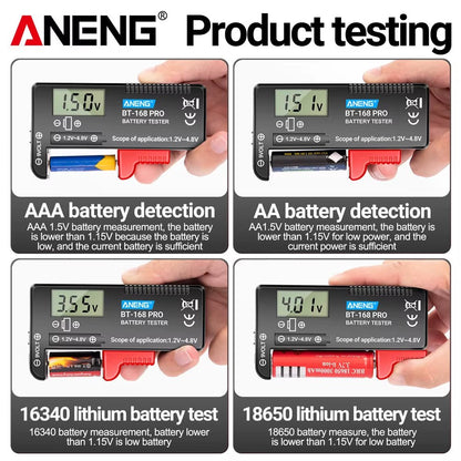 BT-168 PRO Digital Lithium Battery Capacity Tester Checkered Load Analyzer Display Check AAA AA Button Cell Universal Test Allinoneshop-24