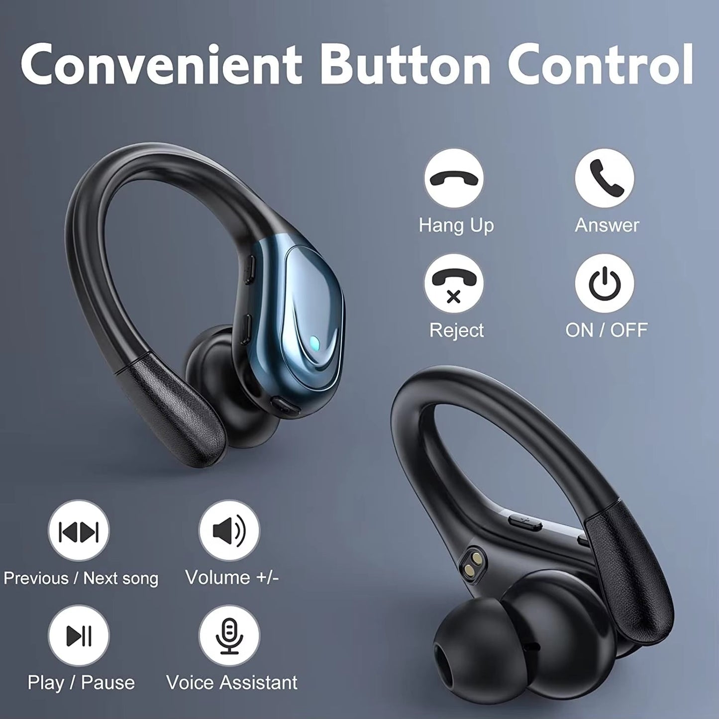 BX17 Bluetooth Earphones Tws Ear Hook Bluetooth 5.3 Running Sports Stereo Buttons Control with Microphone Wireless Headphones Allinoneshop-24