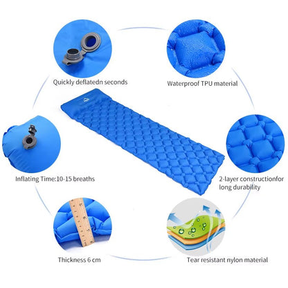 Camping Sleeping Pad Inflatable Air Mattresses Outdoor Mat Furniture Bed Ultralight Cushion Pillow Hiking Trekking Allinoneshop-24