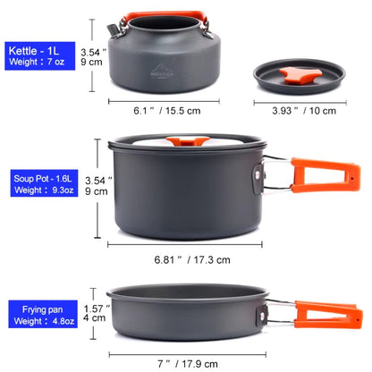 Camping Tableware Outdoor Cookware Set Pots Tourist Dishes Bowler Kitchen Equipment Gear Utensils Hiking Picnic Travel Allinoneshop-24
