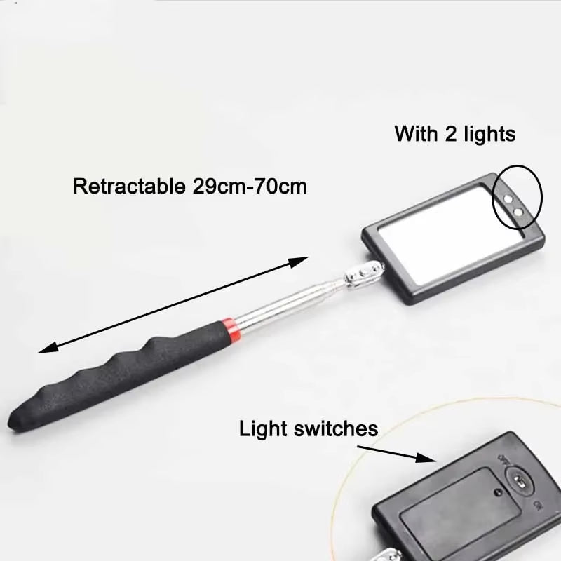 Car 360° Inspection Mirror LED Light Telescoping Mirrors Extend Mechanic Tools Inspection Mirror Telescopic Handle Repairing Too Allinoneshop-24