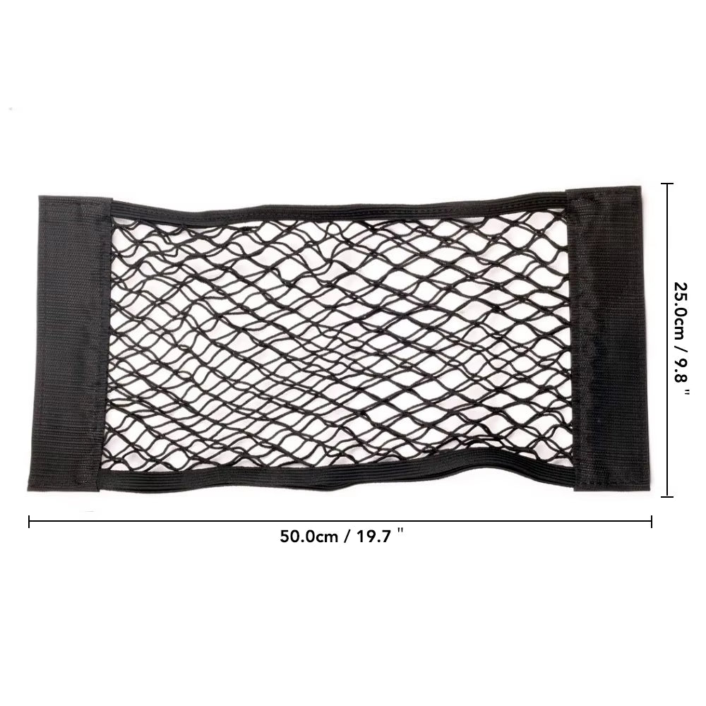 Car Back Rear Mesh Trunk Seat Elastic String Net Magic Sticker Universal Storage Bag Pocket Cage Auto Organizer Seat Back Bag Allinoneshop-24