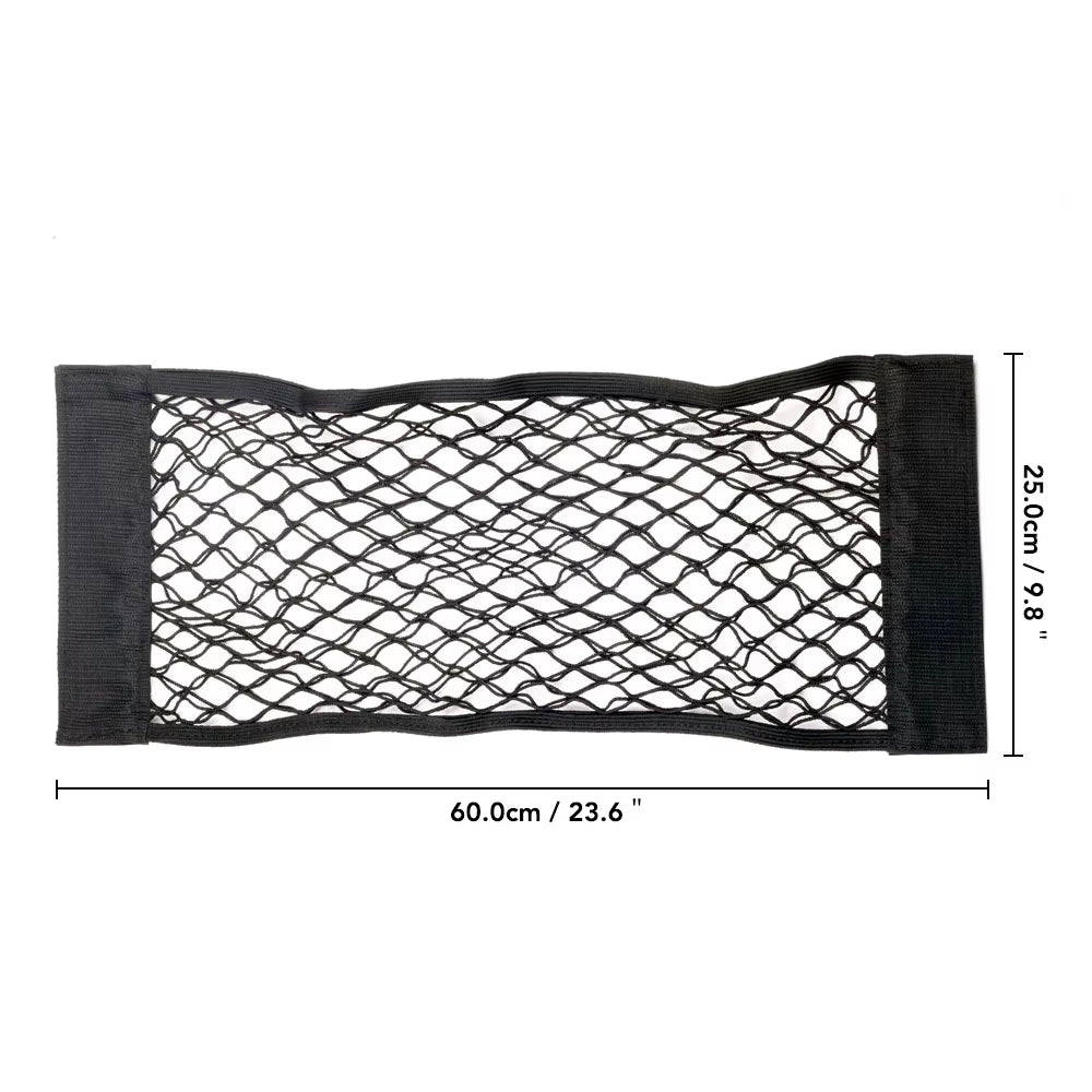 Car Back Rear Mesh Trunk Seat Elastic String Net Magic Sticker Universal Storage Bag Pocket Cage Auto Organizer Seat Back Bag Allinoneshop-24