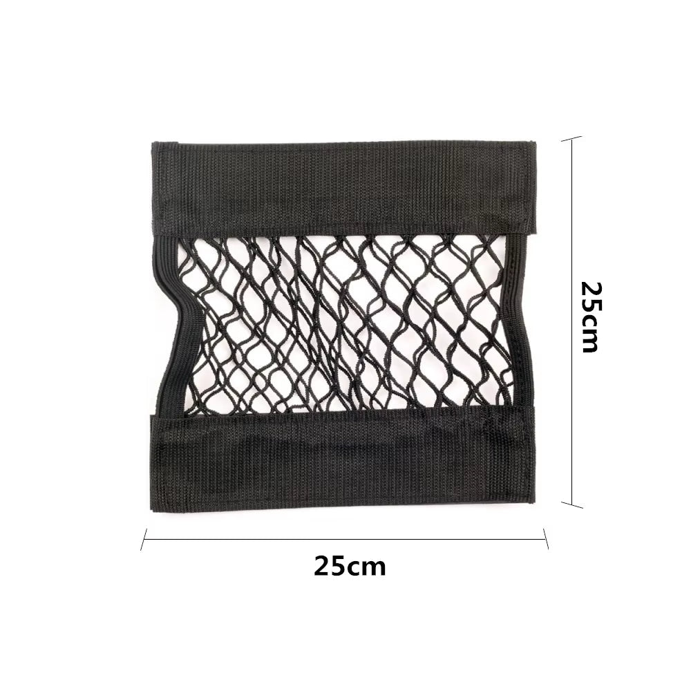 Car Back Rear Mesh Trunk Seat Elastic String Net Magic Sticker Universal Storage Bag Pocket Cage Auto Organizer Seat Back Bag Allinoneshop-24