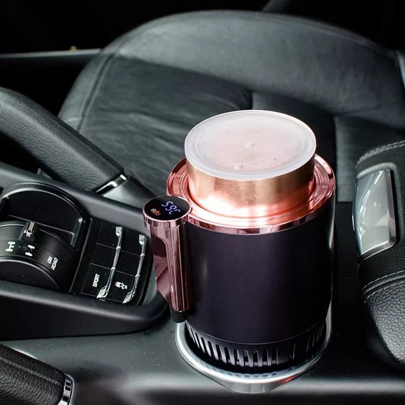 Car Cup Cooler Coffee Warmer, 12V Smart Car Cup Mug Holder Mini Refrigerator Travel Beverage Cooler Electric Cooling Cup Allinoneshop-24