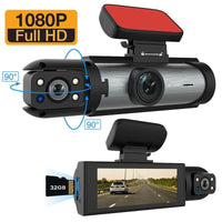 Car Dash Cam with Front and Rear Camera, 1 Count Car Dashboard Wide Angle Dash Cam with IR Night Vision, Loop Recording Car Camera with 32GB TF Card Allinoneshop-24