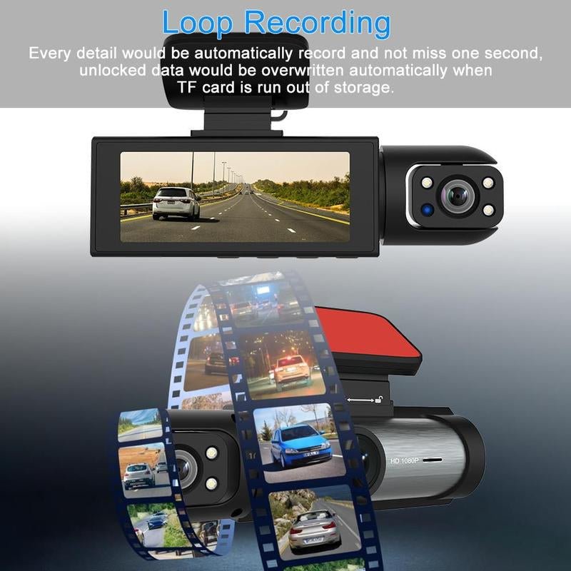 Car Dash Cam with Front and Rear Camera, 1 Count Car Dashboard Wide Angle Dash Cam with IR Night Vision, Loop Recording Car Camera with 32GB TF Card Allinoneshop-24