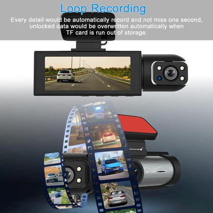 Car Dash Cam with Front and Rear Camera, 1 Count Car Dashboard Wide Angle Dash Cam with IR Night Vision, Loop Recording Car Camera with 32GB TF Card Allinoneshop-24