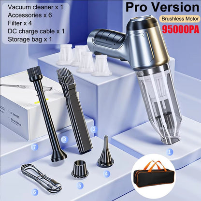 Car Vacuum Cleaner 95000PA Strong Suction Handheld Wireless Vacuum Cleaner for Car Household Portable Vacuum Cleaner Blower Allinoneshop-24