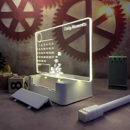 Clear Acrylic Desk Calendar Planner LED Night Light with Stand Erasable Marker Office Calendar Planner Allinoneshop-24